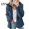 Women Cozy Zip-up Coat Winter Sherpa Fleece Short Jacket Hooded Zipper Cardigan Lightweight Zippered Warm Casual Solid Plush Windproof for Fall