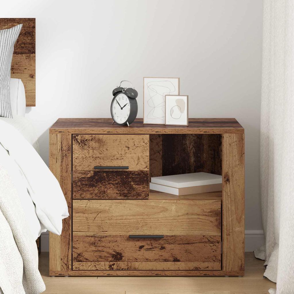 Nightstand with Drawers Reclaimed Wood Look 35 x 60 x 50 cm Engineered Wood