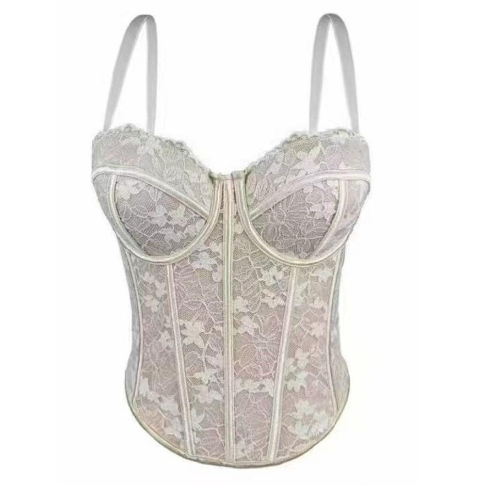 Sleeveless Lace Corset Bottoming Shirt Women Vest Sling Top Chic Camisole with Pads Women