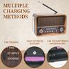 AM/FM Radio Vintage Desktop Radio, 30BTL Wooden Radio, Supports USB/1200mAh Rechargeable battery/TF, Suitable for Home, Office,