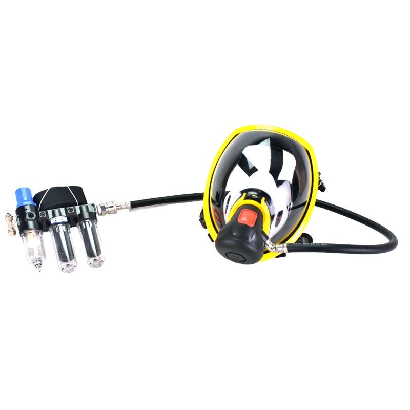 Full-Face Supplied-Air Respirator: Positive Pressure, Dustproof, Ideal for Powder Coating, Chemical Grinding, and Spray Painting