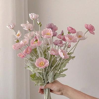 Künstlicher Kornblumenstrauß mit realistischer Haptik und Beflockung, langstielig, aus Kunststoff. Für Hochzeiten, Heiratsanträge, Frühling, Geburtstage