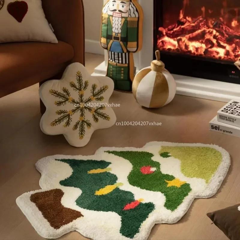 Christmas Doormat Floor Mat Xmas Tree Snowman Kitchen Rugs Gingerbread Man Non-Slip Bath Mats Doormats for Indoor