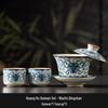 Premium Ru Ware Gongfu Tea Set with Cultivable Crackle Gaiwan and Offering Bowl