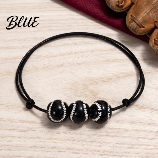 Black Cord Sports Bracelet 4 Pcs Balls Braided Rope Bracelets Adjustable String Bracelet Handmade Woven Team Jewelry Gifts for Men Women Simple