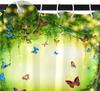 Renaiss 72X72 Inches Enchanted Forest Shower Curtain Magic Green Forest Tree Butterflies Meadow Tropical Jungle Fairy Tales Wond