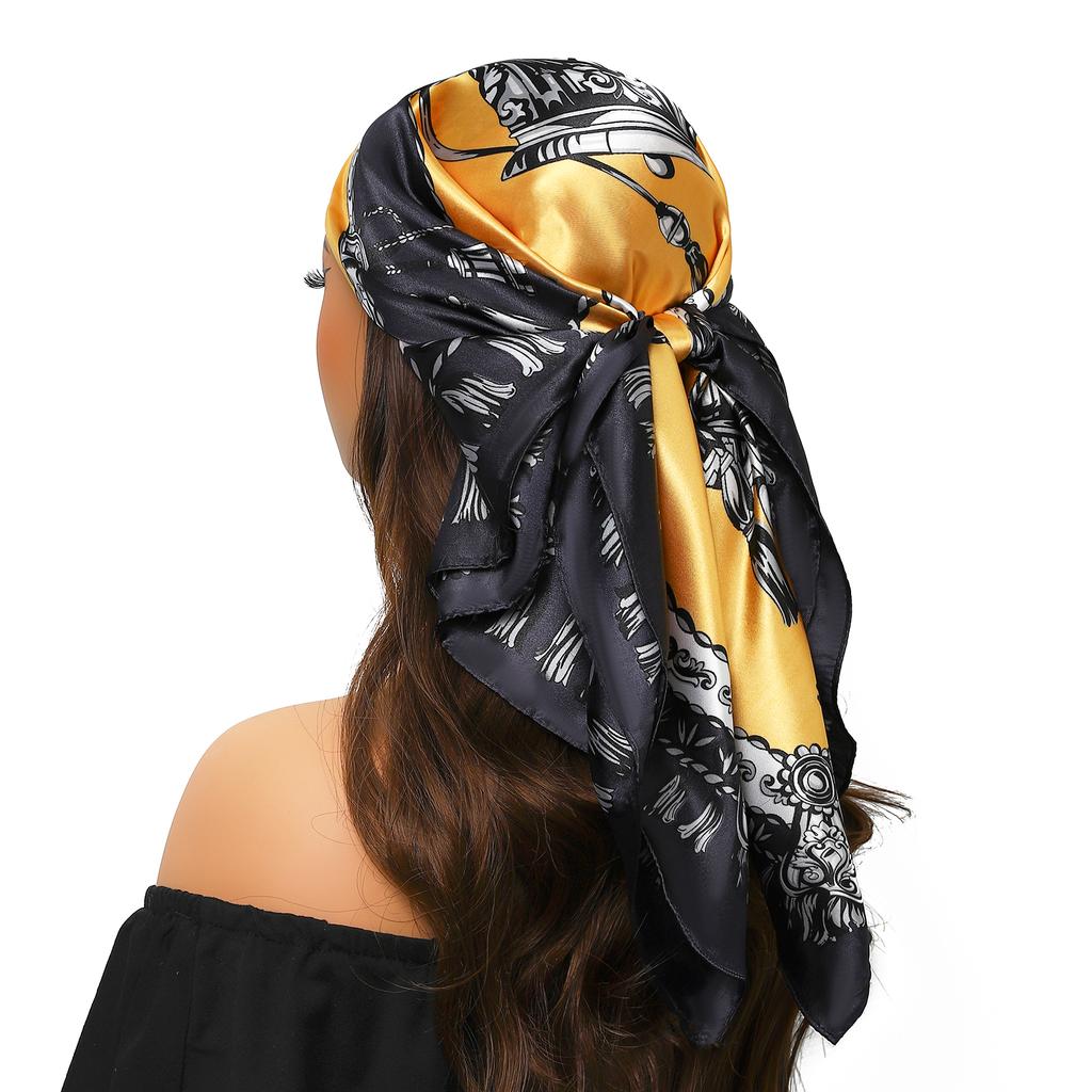 Silk Scarves Women Luxury Brand Summer Fashion Designer Head/Hair Scarf 90*90cm Hijab Bandana Cheveux Foulard Femme 90X90CM