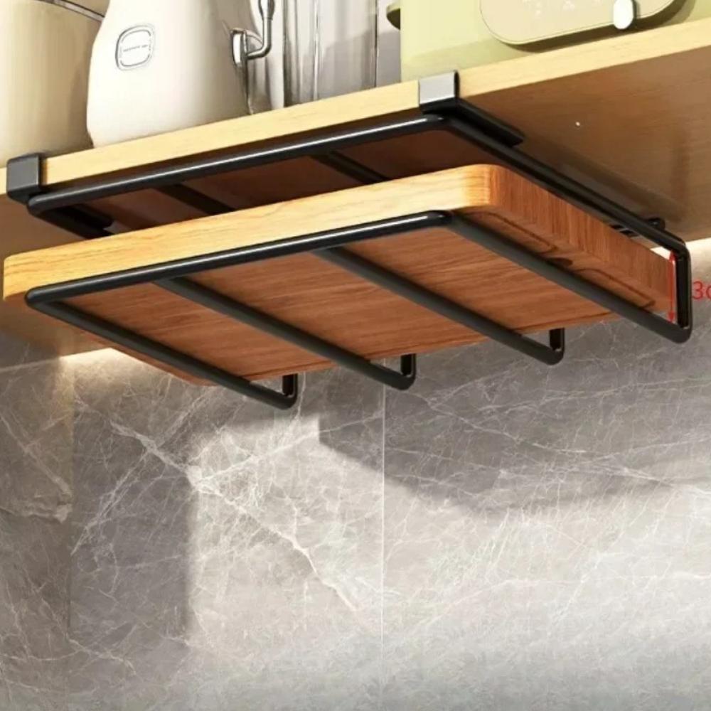 Non Perforated Storage Rack Kitchen Cutting Board Hanging Cabinet Metal Storage Multi Functional Save Space Use Storage Rack