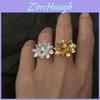 Floral Pearl Ring For Women With Adjustable Open Design In Gold And Silver Finish