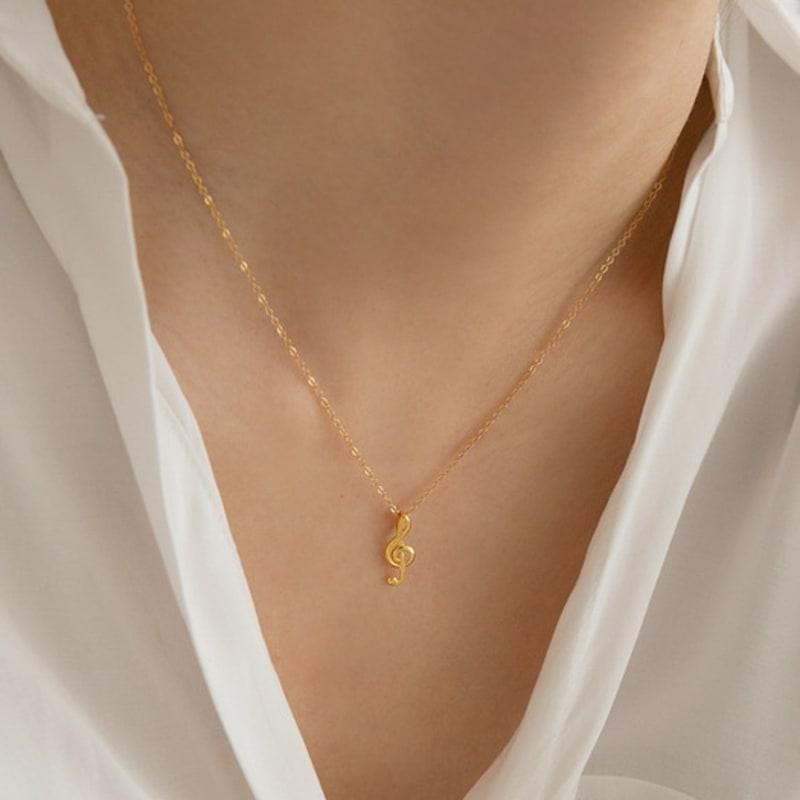 LUNNE 14k Zlato Náhrdelník s přívěskem hudební noty (Zlato plněné) #GFN21