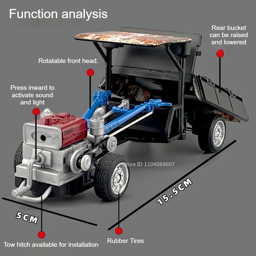 1:32 Scale Miniature Model Toy Agricultural Tractor Alloy Diecast Sound Light Adjustable Rear Bucket for Kids Edutainment Models
