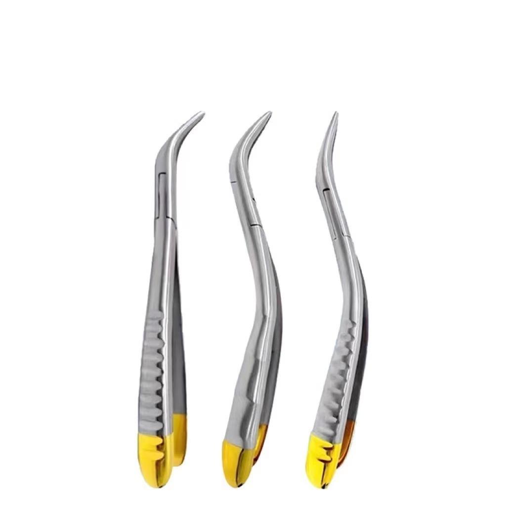 1Pc Dental Root Fragment Extraction Forceps Stainless Steel Curved Beak Serrated Maxillary Mandibular Autoclavable Dental Tool