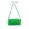 Genuine Leather Woven Baguette Bag - Soft Medium Crossbody Daily Urban Style