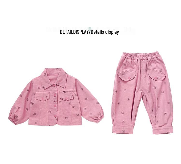 Floral Print Jacket & Pants Set for Girls - Spring/Autumn Casual Wear