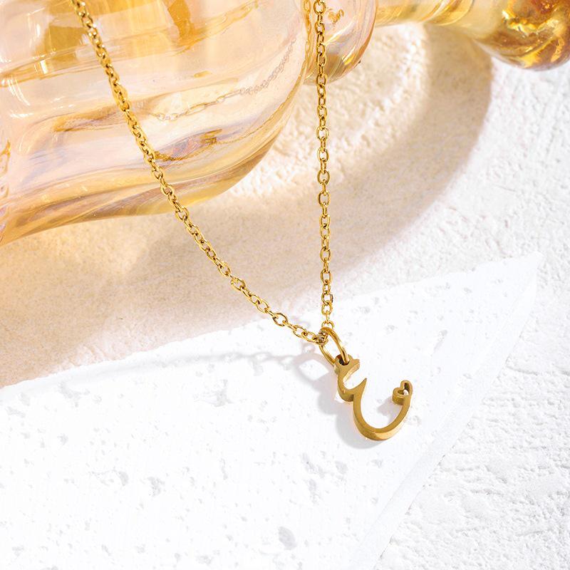 Elegant Titanium Steel Letter Necklace for Women - 2026 Clavicle Chain English Letter Pendant Jewelry