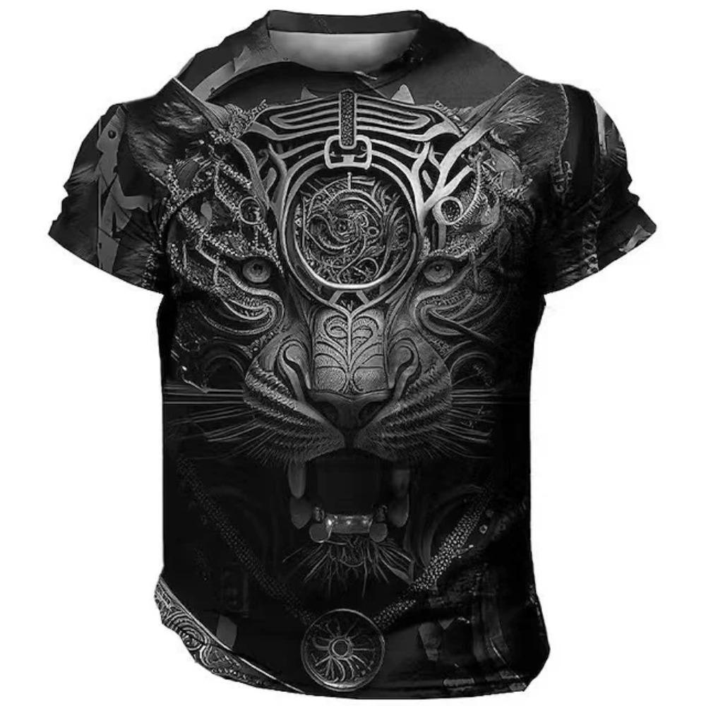 2025 New Domineering Lion 3D Print Men's T Shirts Summer Casual T Shirt Animal Pattern Top Harajuku Man Oversized Streetwear