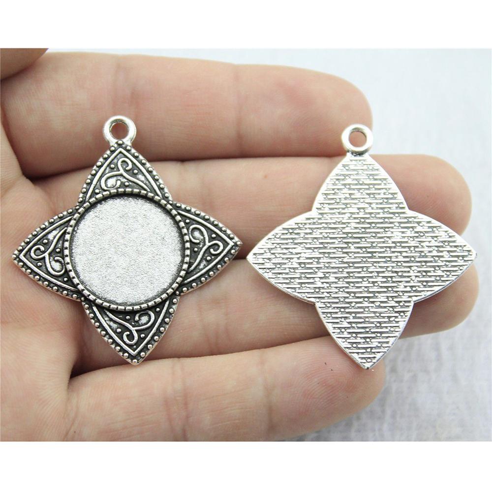 10pcs Fit 20mm Round Glass Cabochon Base Setting Pendant Tray For Jewelry DIY Making Antique Silver Color FM4025