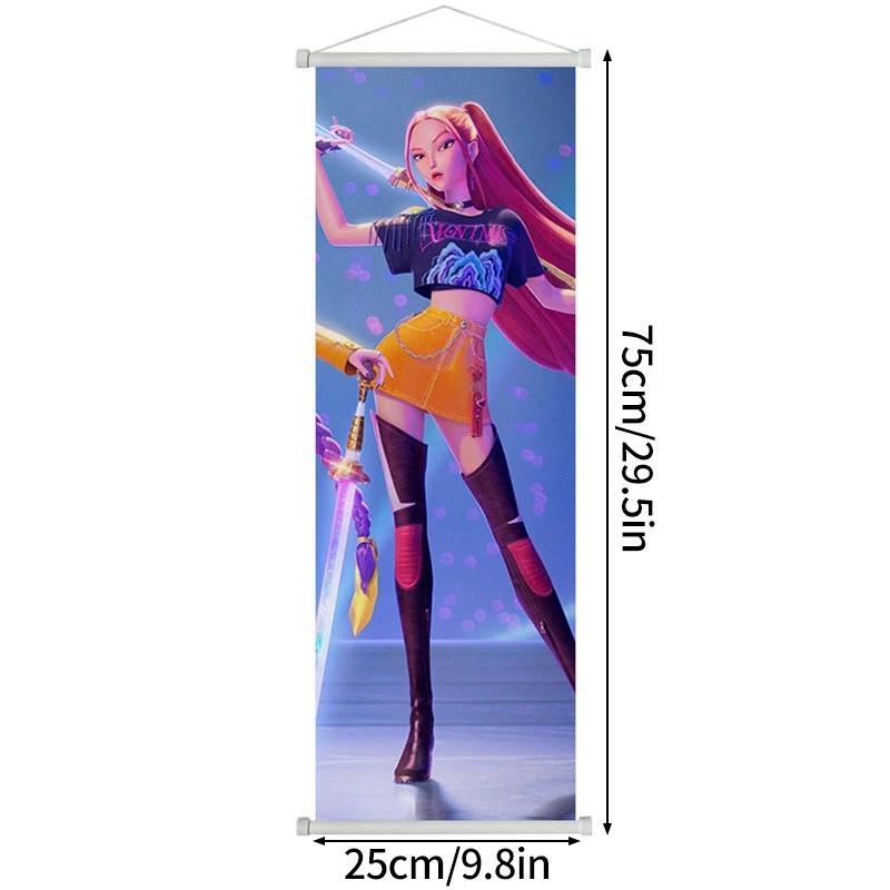 Tessuto da appendere Cacciatrice di Demoni Rumi Mira Zoey Poster Stampato Pittura a Rotolo Cacciatori di Demoni Immagine 72x25cm Decorazione Murale