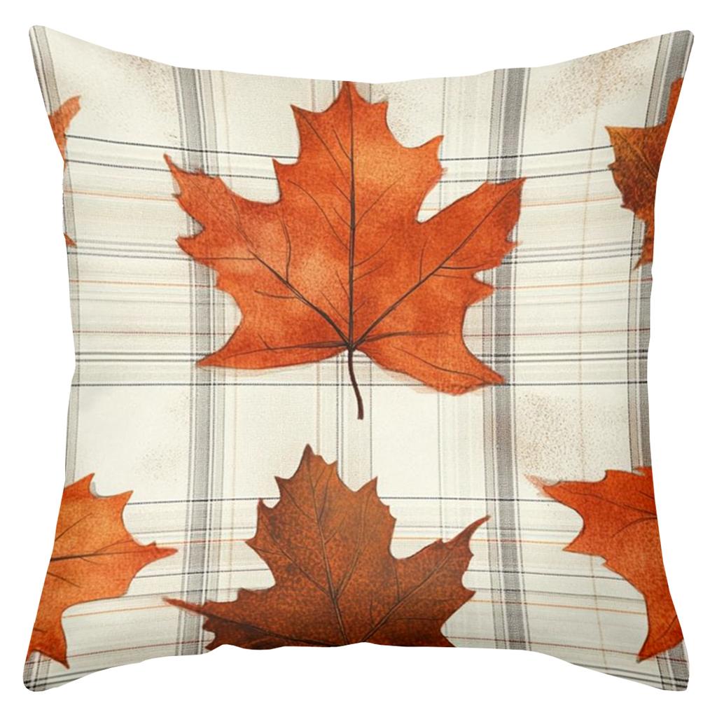 Autumn Leaf & Acorn Patterned Decorative Throw Pillows Polyester pillowcase, sofa decorative cushion cover, bedside throw pillow