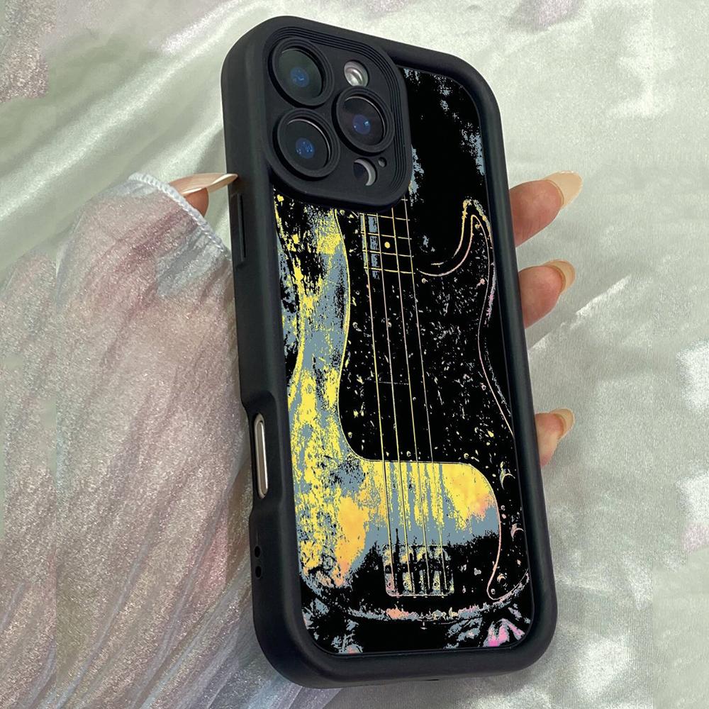 JT56 Bass Vintage Phone for iPhone 17 16 15 Pro Max Samsung S26 S25 Ultra A17 A16 A07 A56 A55 Xiaomi 15T Redmi Note 14 Pro Plus Soft TPU Case Cover