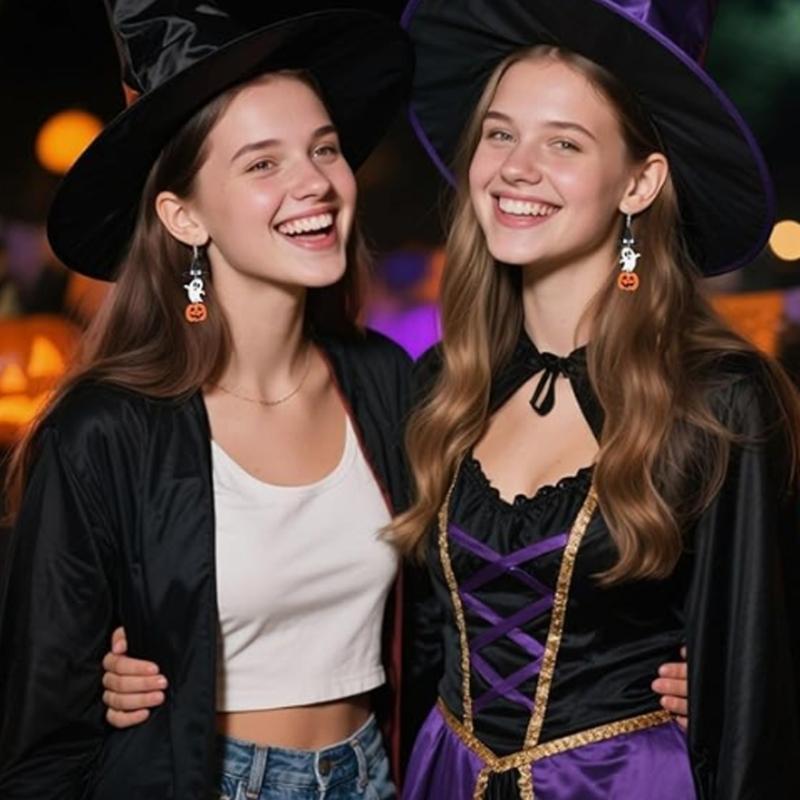 Halloween Pumpkin Hallucination Skeleton Cartoon Acrylic Earrings Lightweight Stable Accessories For Women Girls Costume Party