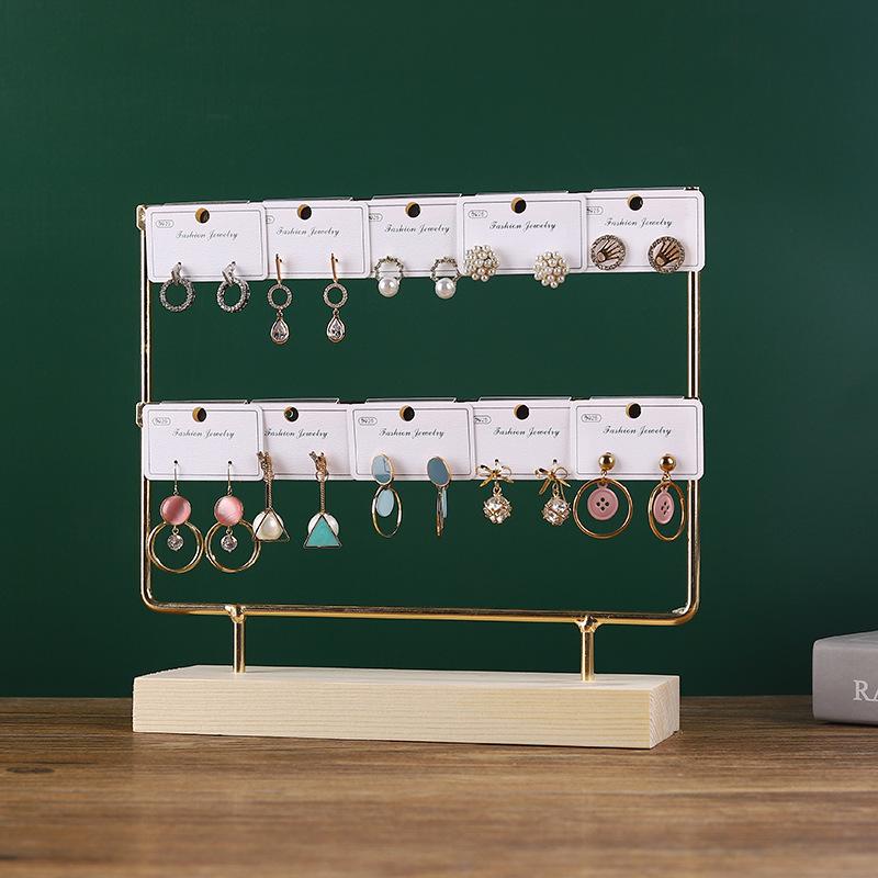 Solid Wood Iron Art Earring Holder Jewelry Display Stand for Home Storage and Hanging Ear Studs.