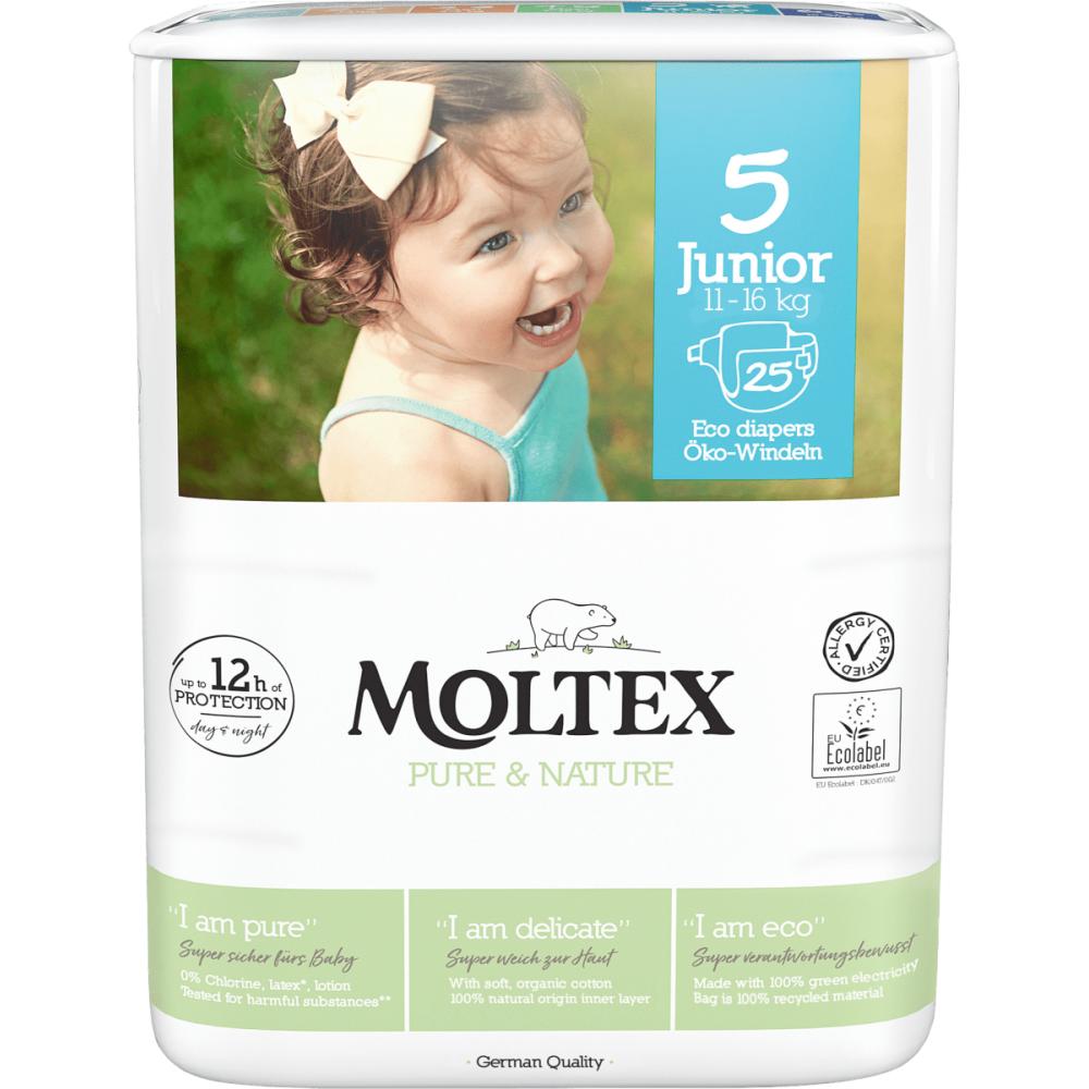 Moltex Stage 5 Junior Diapers, 5 Packs of 25 [11-16 Kg]