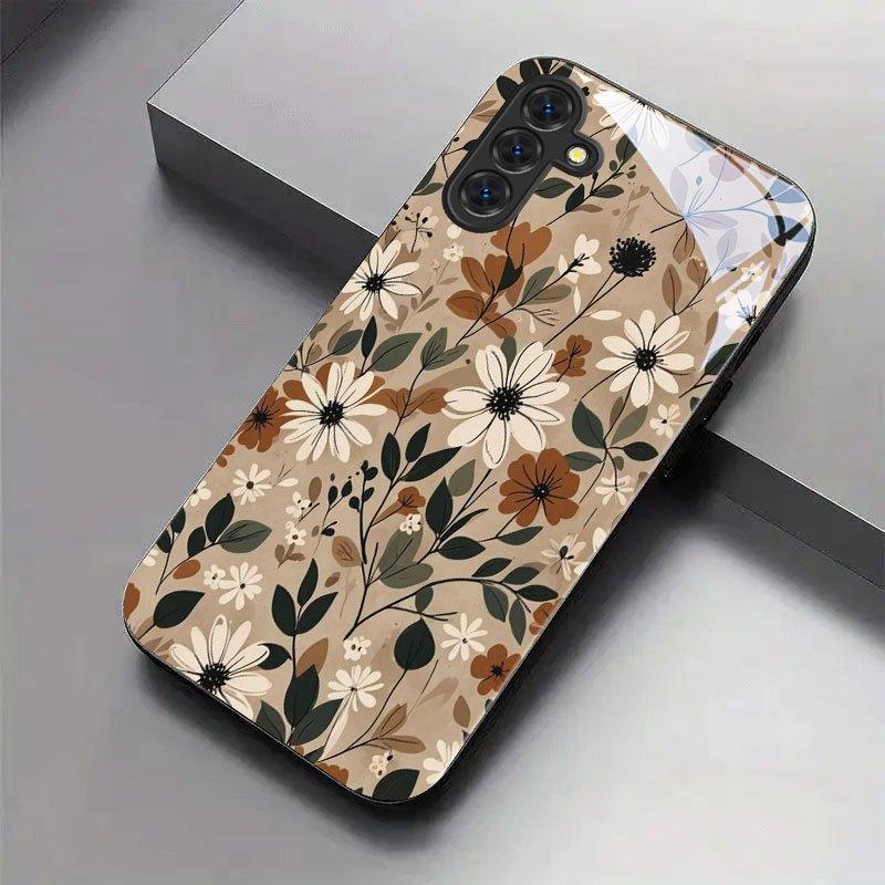 

Retro flower stamens Exquisite luxury Highend PhoneCase Glass PhoneCase for Samsung Galaxy S26 S25 S24 S23 S22 S21 FE,Ultra,Plus For Galaxy S26