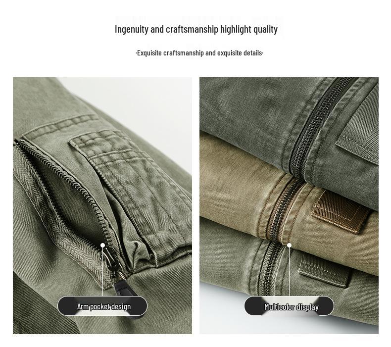 Men's Cotton Flight Jacket - Casual Air Force Baseball Collar Outerwear