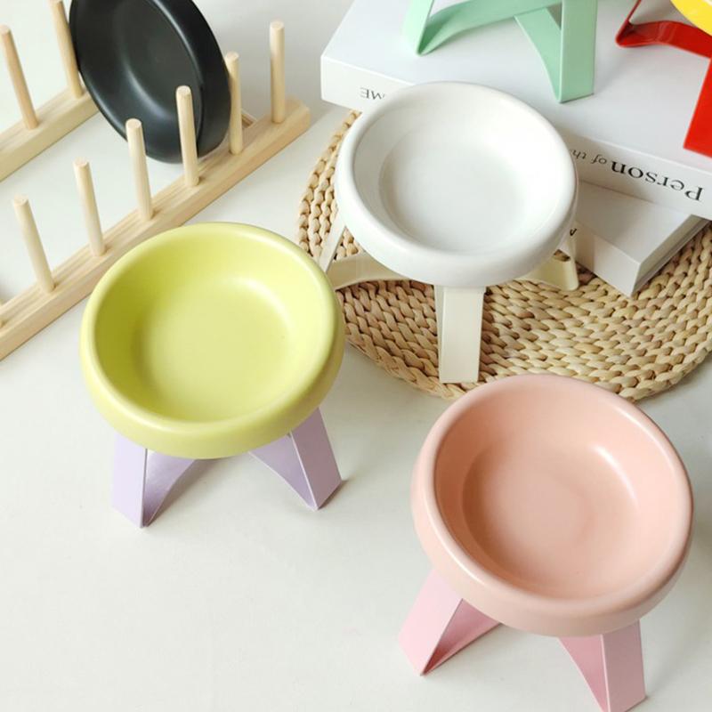 Neck Protection High Foot Cat Food Bowl Durable Cat Drinking Water Bowl Ceramic Cat Bowl Kittens Feeding Bowl Pet Supplies