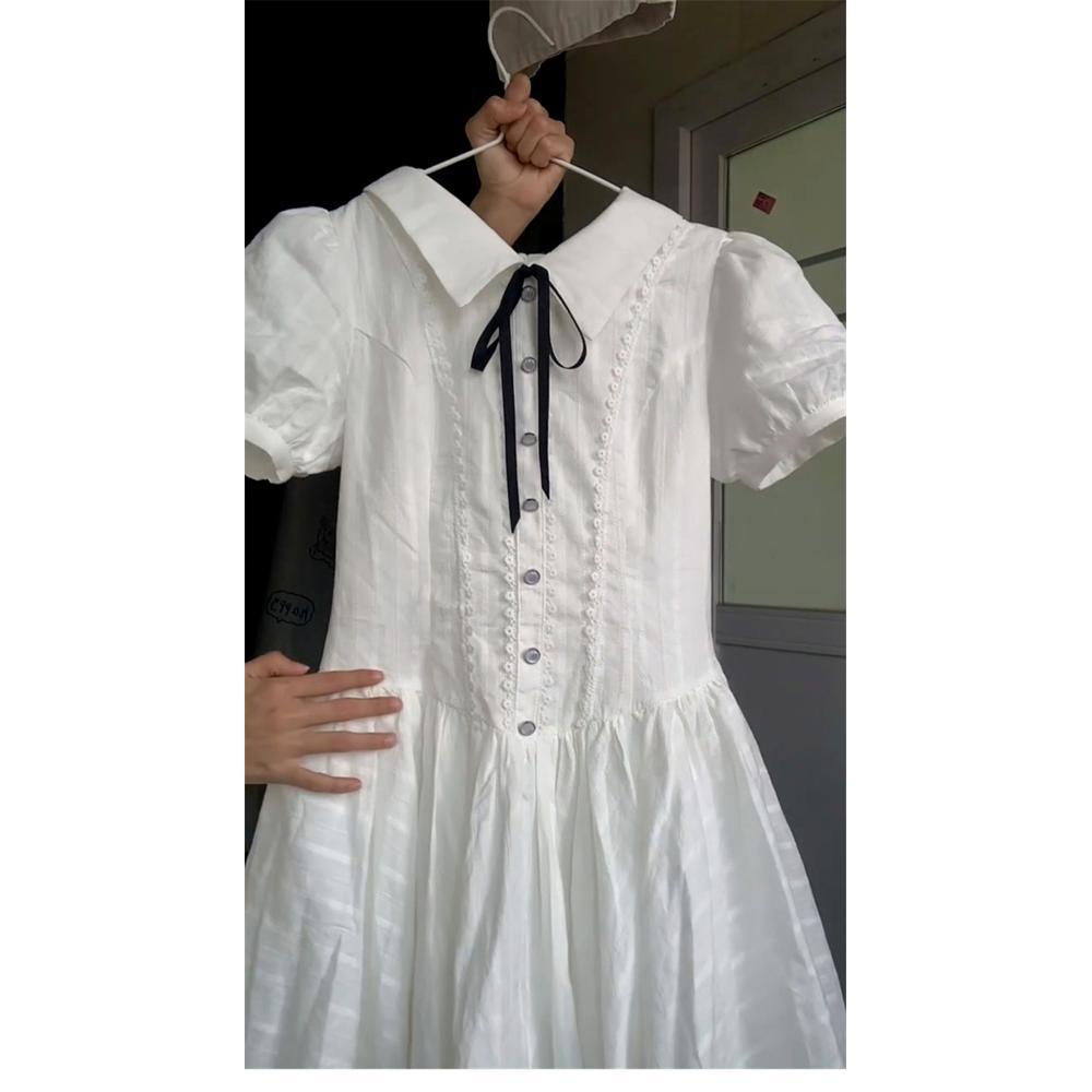 Small white dress A-word fluffy dress dress summer new sweet and spicy beautiful girl college style first love casual temperament woman