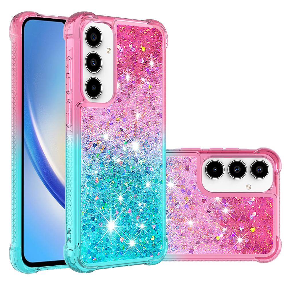 

For Samsung Galaxy A56 5G TPU Case Gradient Quicksand Phone Back Cover Pink+Sky Blue