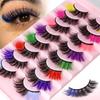 8 Pairs Colored False Eyelashes, 3D Mink Faux Lashes With Color Tips, Dramatic Fluffy Volume Strip Lashes Colorful Lash Extensions For Makeup