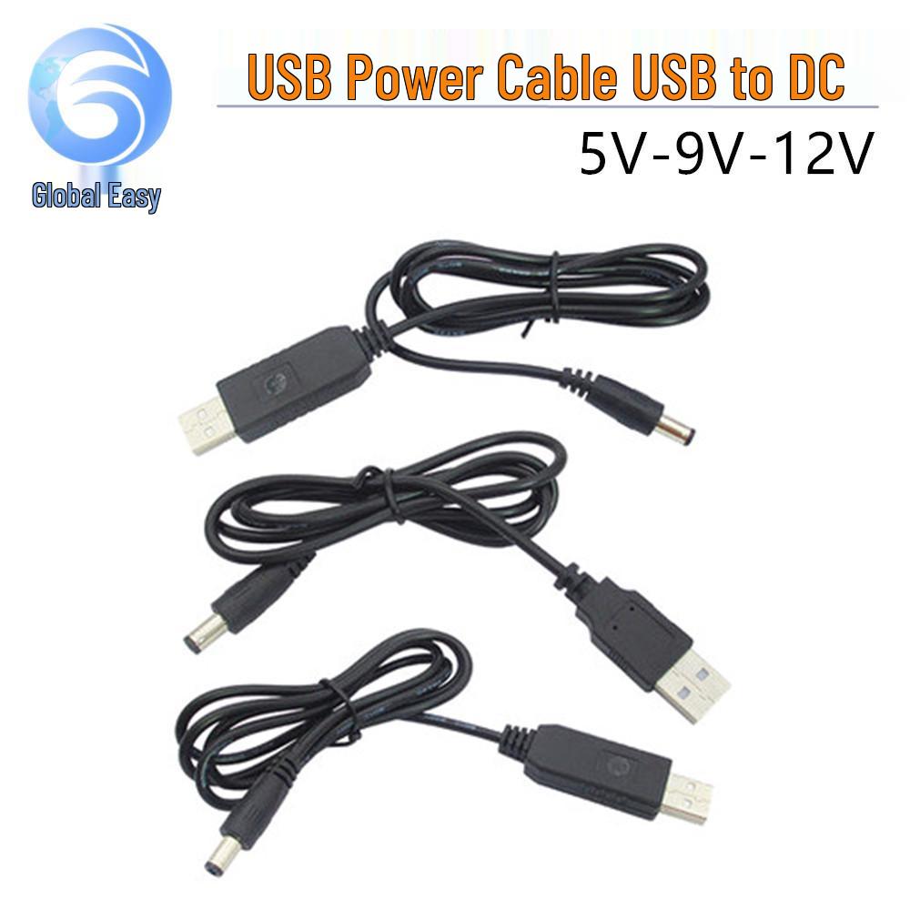 USB to DC 5.5x2.1mm Charging Cable, 5V/9V/12V Boost 5V Universal