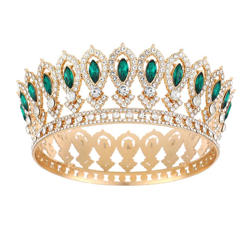 Neuer Barock Legierung Leichter Luxus Haarschmuck Braut Hochzeit Legierung Voll Diamant Krone Vollrunde Krone Schmuck