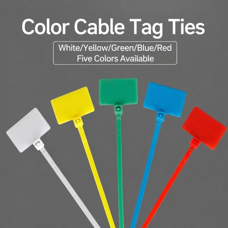 Colored Marking Cable Ties Waterproof Tag Fasteners Ethernet Cord Binding Straps Hang Label Cards Circuit Marker Tags Indoor