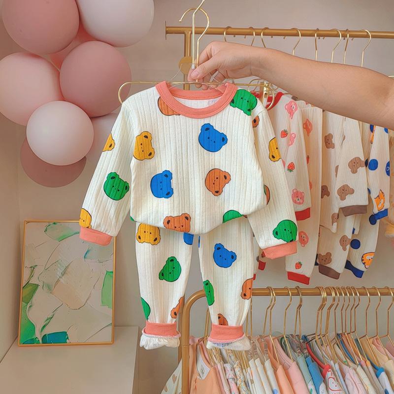 

Осенний жаккардовый хлопковый комплект для мальчиков и девочек, нижнее белье с длинным рукавом, осенняя одежда, осенние брюки, детская пижама, домашняя одежда 150cm