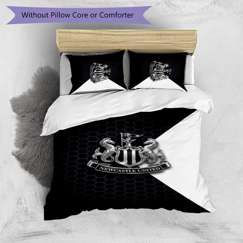 Newcastle United Football Printed 3 Pieces Bedding Set, Comfortable Skin Friendly Bedroom Duvet Cover Set