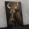 Retro Golden Style Bull Trader Stock Market Bull Art Poster Canvas Painting Wall Print Picture for Living Room Office Home Decor