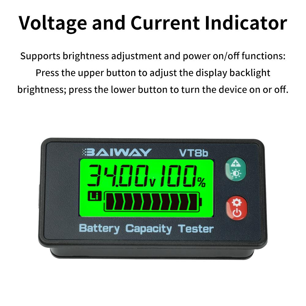 VT8 Voltage Battery Level Indicator Universal Electric Vehicle Battery Gauge for Acid Batteries/Lithium Iron Phosphate Batteries