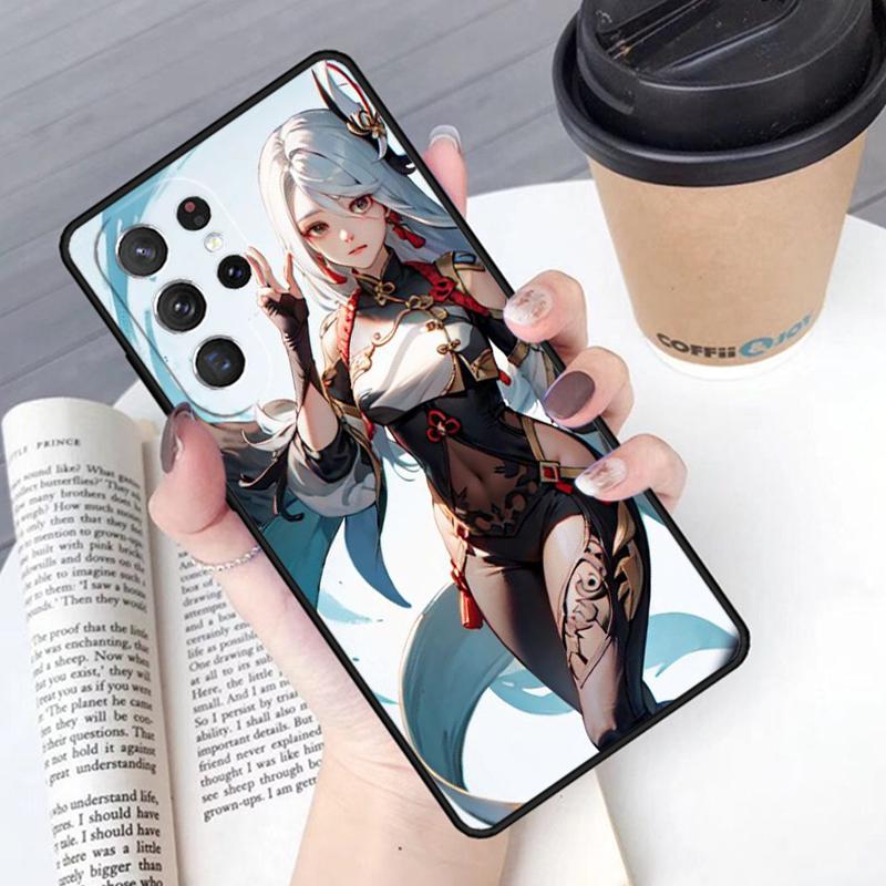 Genshin Anime Shenhe Phone Case Cover For Samsung Galaxy S24 S25 Ultra S21 S22 Ultra S10E Note 10 Plus Note 20 FE S23