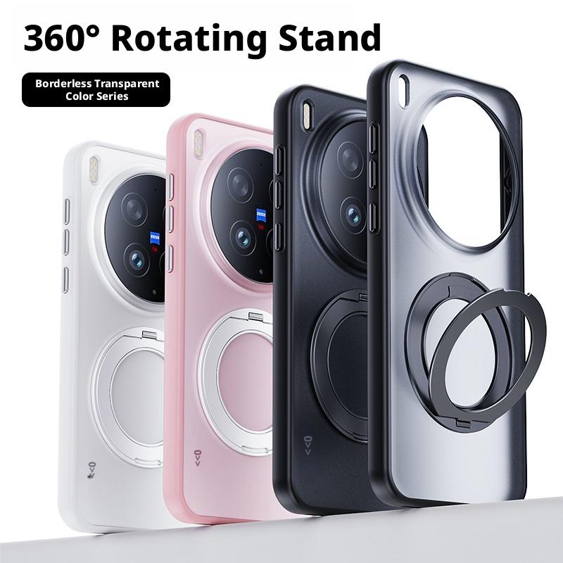For Vivo X300 Ultra/X300s/X300 Pro/X300 Case Skin-feel Matte Translucent 360° Holder Ring Magnetic Anti-slip Anti-stain Cover