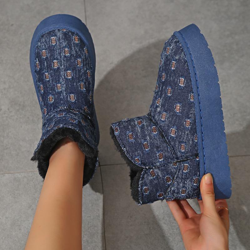 thick-soled snow boots women's winter new fur integrated cotton shoes plush warm cotton boots