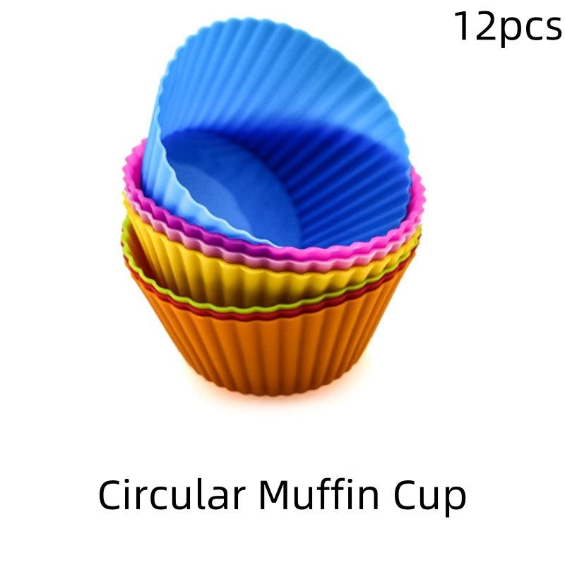 6/12 STÜCK Silikon Muffinform Runde Muffinförmchen Herz Kuchen Backform Küchen Kochzubehör Kuchen Dekorationswerkzeuge