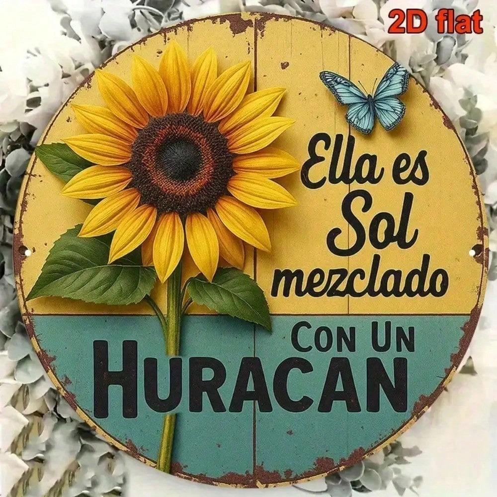 Vintage Farmhouse Sunflower Butterfly Rustic Metal Tin Sign 8x12 Inch Wall Art Aluminum Print Decor for Country Home Kitchen Garage