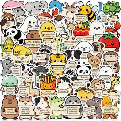 50 Waterproof Funny Animal Stickers for DIY Decoration: Notebook, Phone, Suitcase, Journal