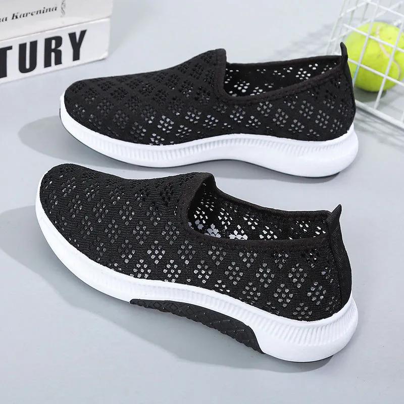 Letní boty s dutým svrškem Dámské prodyšné tenisky Matka Ležérní síťované boty Jednobarevné Vycházkové Jednoduché Sportovní boty