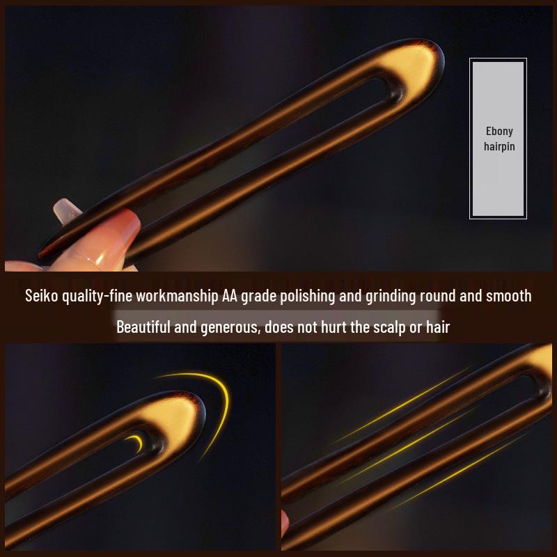 U-Shaped Ebony Hair Stick: Elegant Chinese Style Bun Hairpin & Styling Accessory