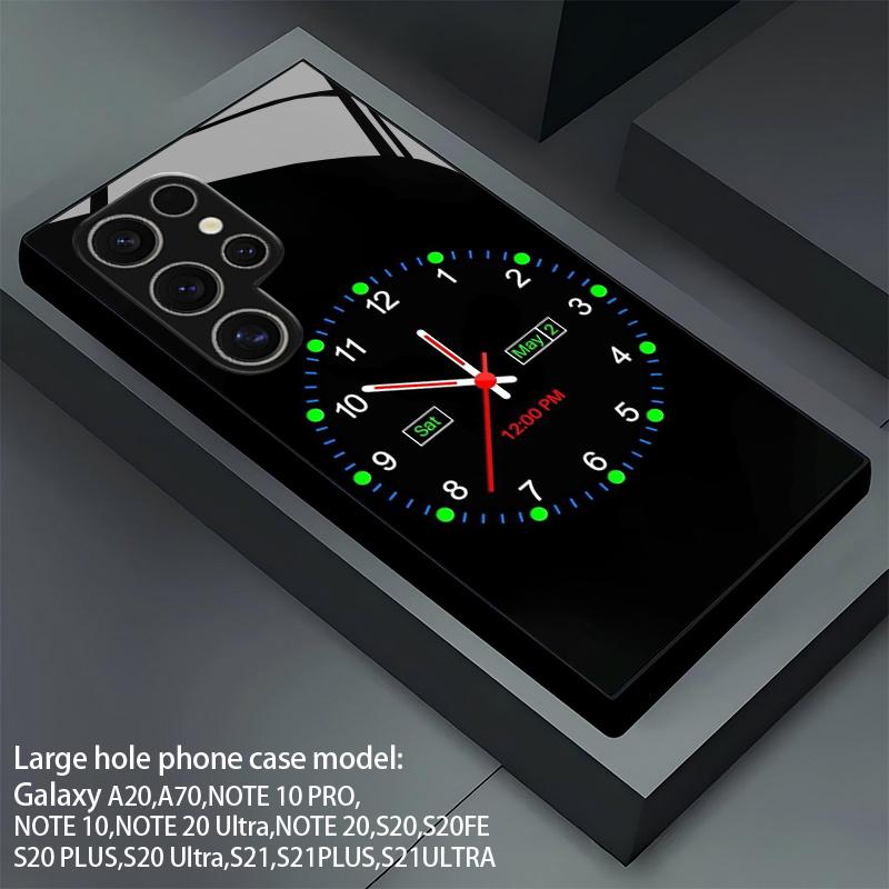 2D Matrix Clock Pattern Mobile Phone Case for Samsung S26 S25 S24 S23 S22 S21 S20 A56 A36 A16 - Glass Protective Cover