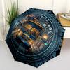 Urban Transit Circle pattern umbrella, portable and foldable design, 8 ribs, a casual accessory for Halloween, Christmas, and birthday gifts.
